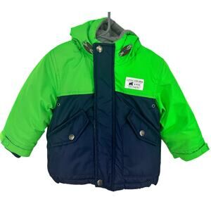 Carters Baby Boy Winter Coat Size 12Month Hooded EUC Green Blue School Essential